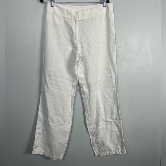 Eileen fisher 100% Irish linen white trouser pants size medium - Picture 1 of 7